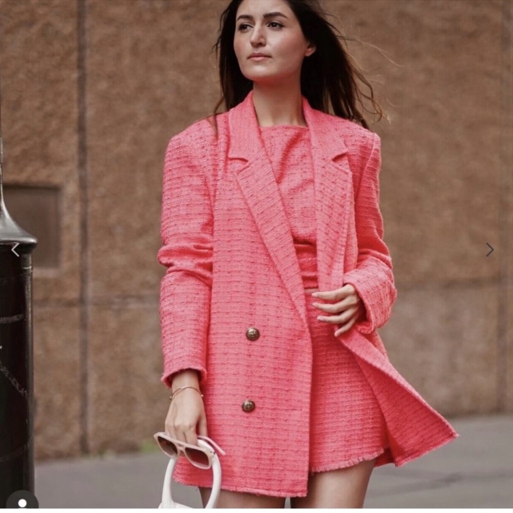 Zara Pink Textured Blazer